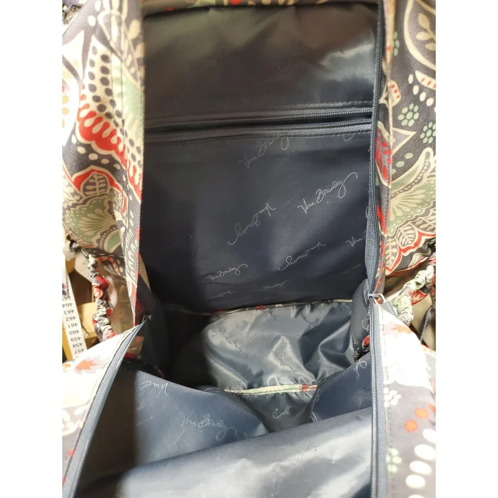 Vera Bradley Nomadic Floral Lighten Up Backpack Gray Coral Mint Canvas Bag